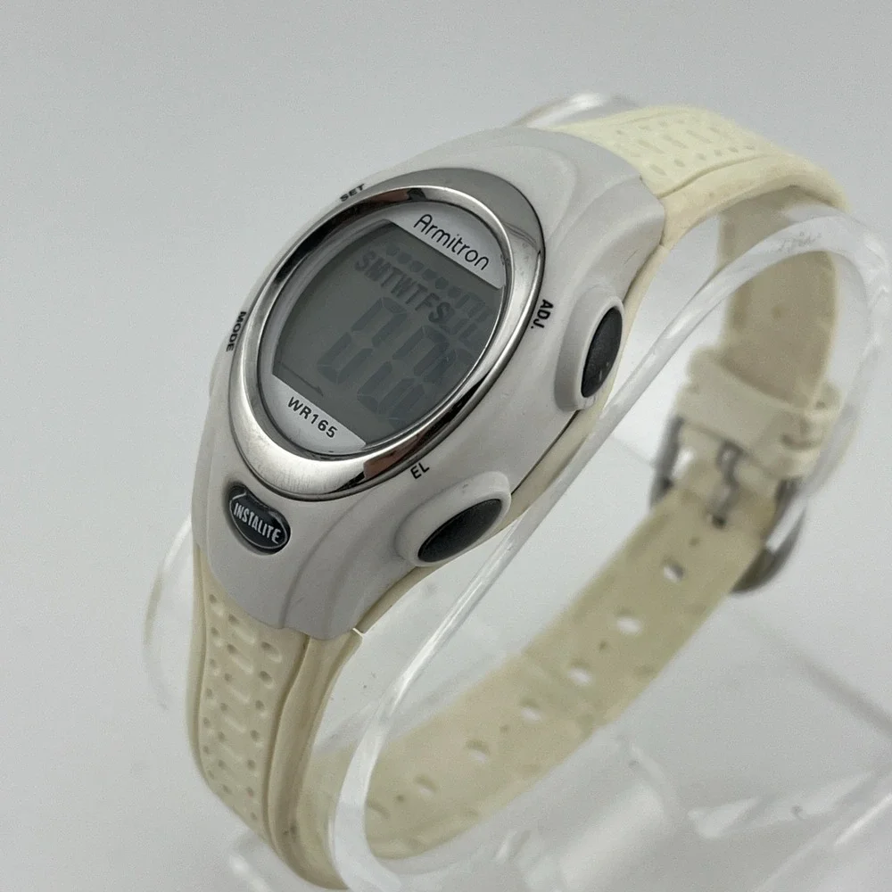 Armitron Pro Sport Instalite Watch Women Digita Watch White 26mm- New Battery‎